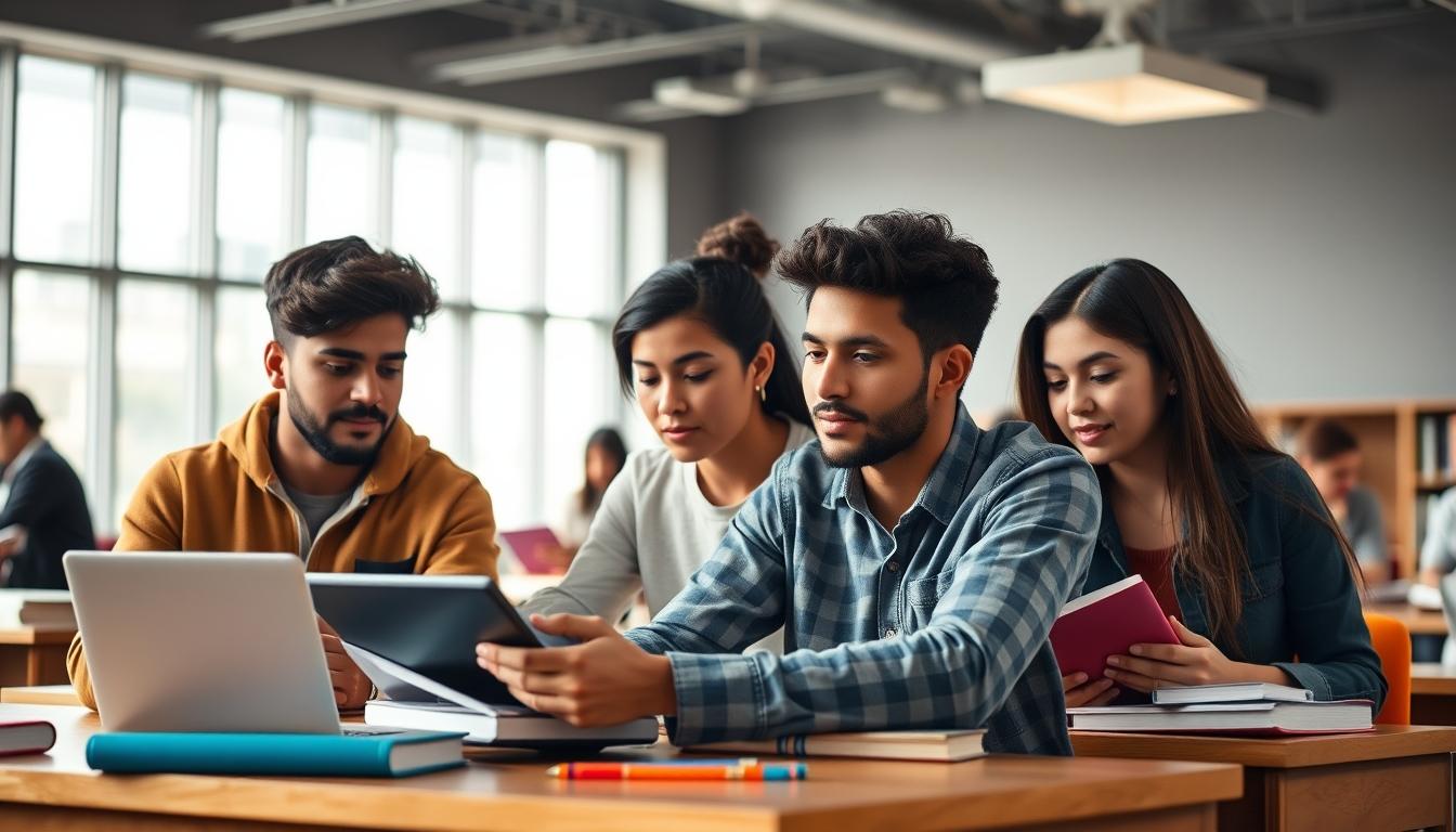 Students collaborating in study space